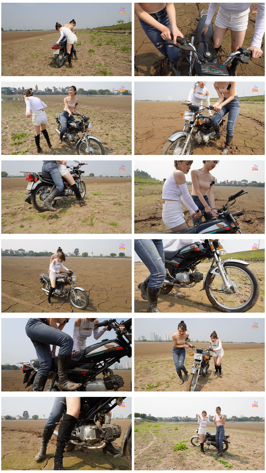 Two girls kickstart motorcycle win 100 in the mud 20 minutes 4k