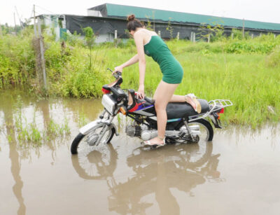 Beautiful Girl Struggles With Water Puddle | Revving